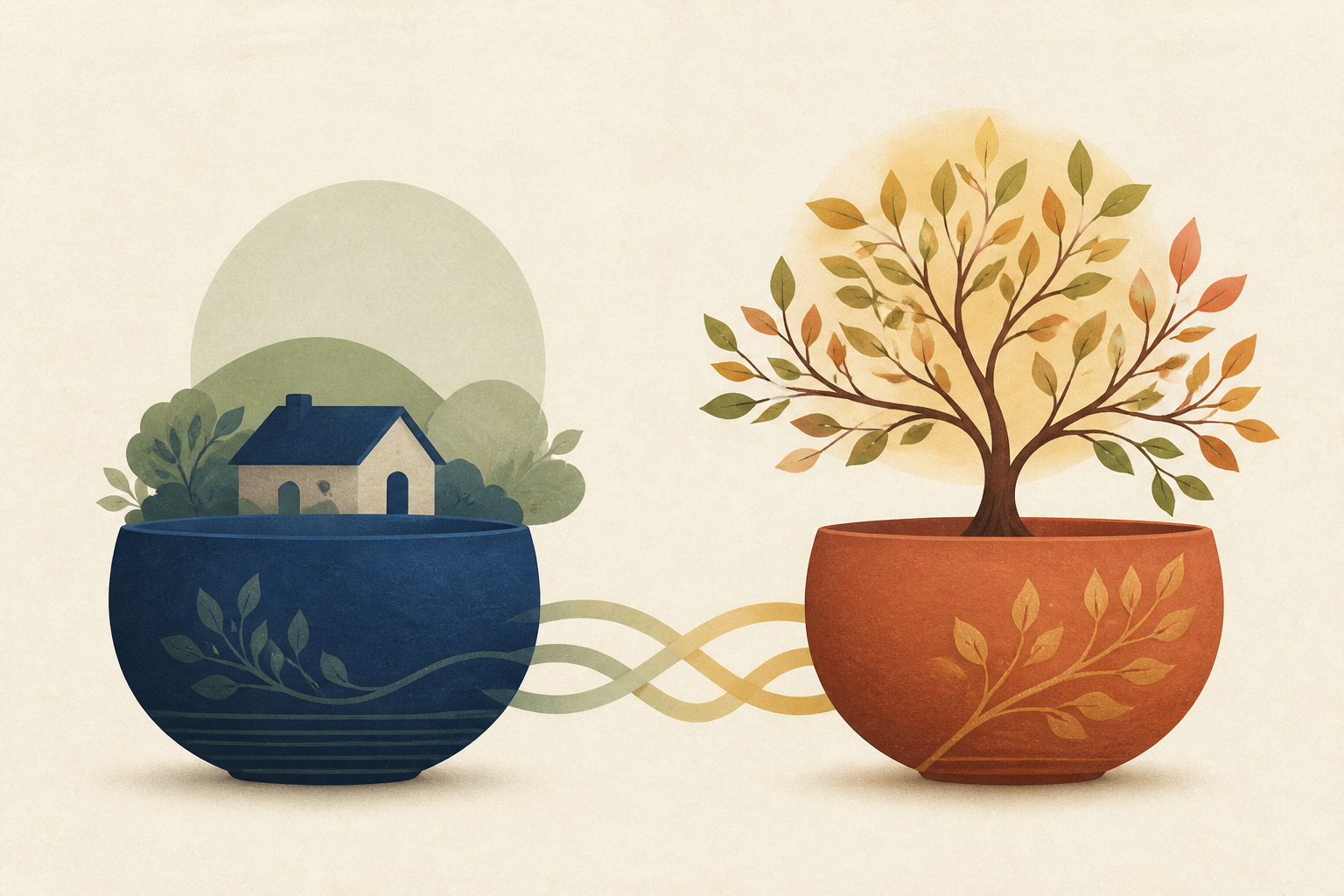 Two complementary vessels representing stability and long-term growth